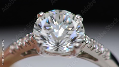 Macro Close Up Of A Sparkling Diamond Engagement Ring.