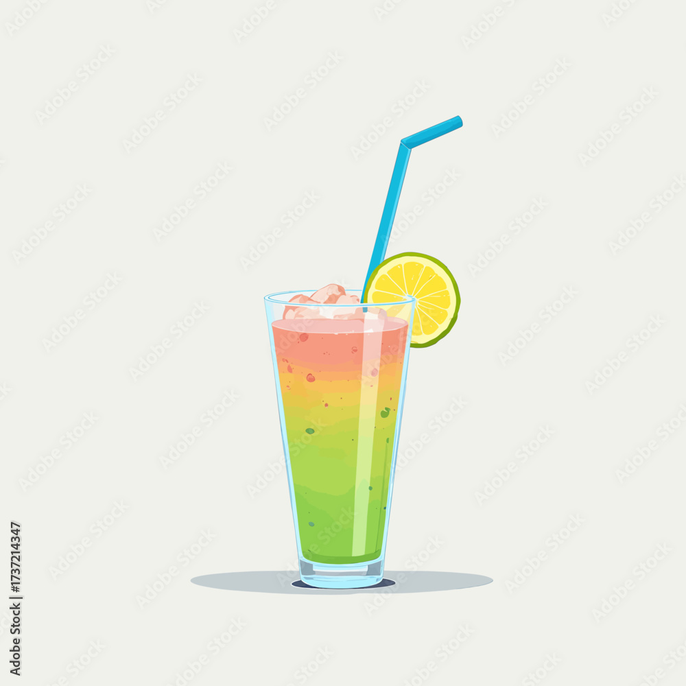 Fototapeta premium Refreshing Layered Smoothie with Lemon Slice