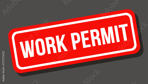 Red Work Permit Sign on Dark Background