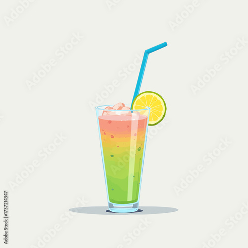 Refreshing Layered Smoothie with Lemon Slice