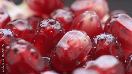 Macro View of Fresh Pomegranate Seeds A Vibrant and Juicy Delight.