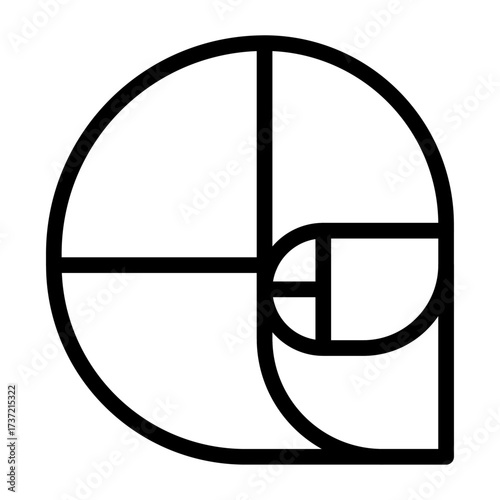 Golden Circle Layout Line Icon of Golden Ratio Icon Set