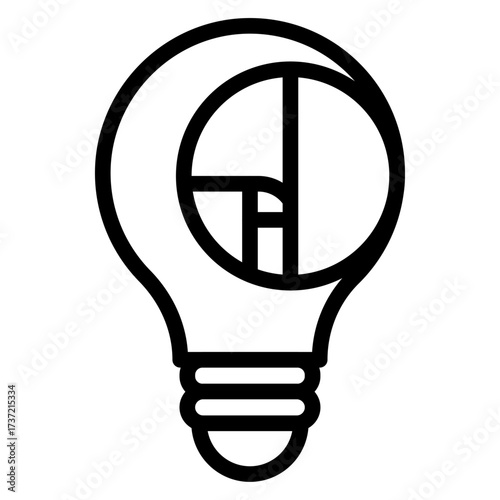 Golden Ratio Lightbulb Line Icon of Golden Ratio Icon Set