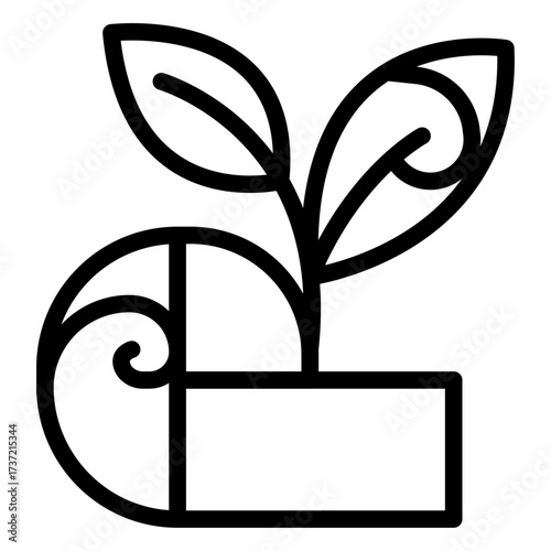Golden Ratio Plant Growth Line Icon of Golden Ratio Icon Set