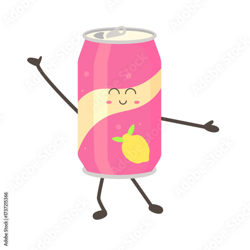 Cute Cartoon Soda Can Character Waving