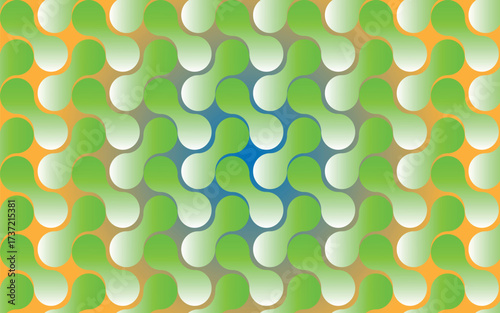 Abstract seamless green orange gradient pattern with optical illusion effect for wallpaper, fabric, digital modern décor