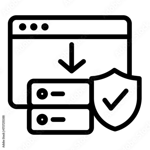 Secure Server Download Line Icon of Web Servers Icon Set