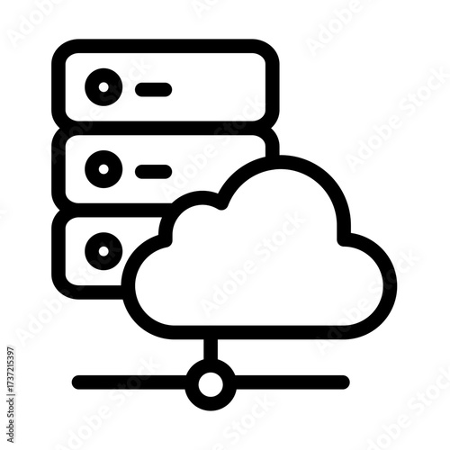 Cloud Server Hosting Line Icon of Web Servers Icon Set