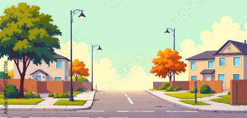 Suburban Street in Autumnal Serenity