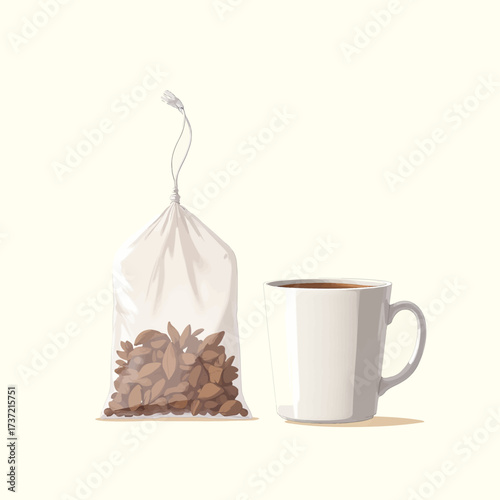 Tea Bag and Cup in Minimalist Setting