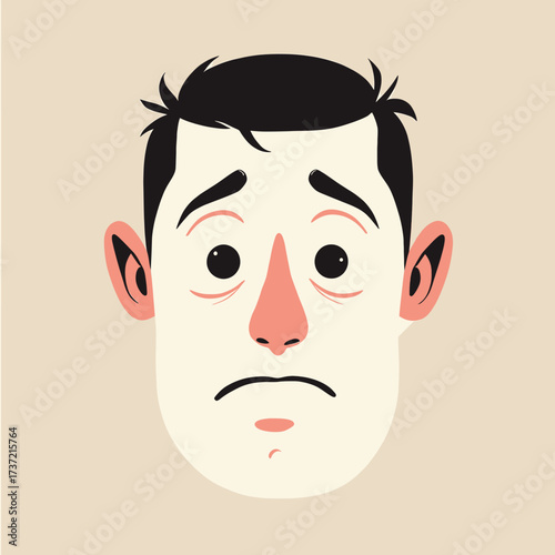 Thoughtful Man in Minimalist Style with Serious Expression
