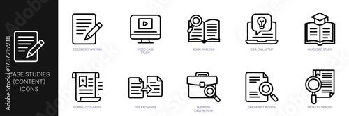 Case Studies (Content) Line Icon Set