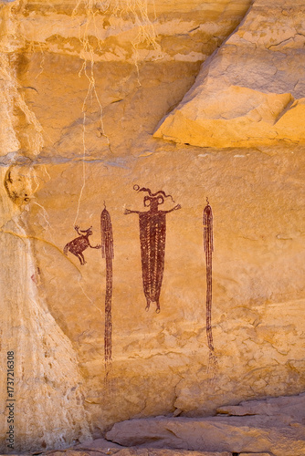 Принти на полотні Pictograph Rock Art Skeleton Shaman