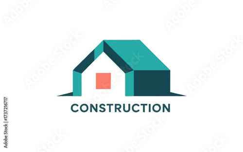 A flat vector logo depicting a modern, minimalist
house with a sharply angled rooftop and clean lines