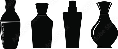 Collection of various perfume bottles different shapes and sizes of fragrance containers for beauty