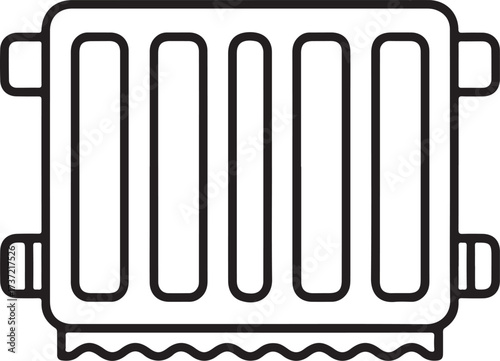 Simple line art icon of a traditional radiator with decorative base