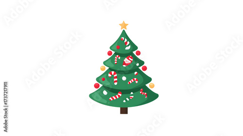 Wallpaper Mural Whimsical Christmas Tree with Colorful Decorations Including Candy Canes, Ornaments isolated on transparent background Torontodigital.ca