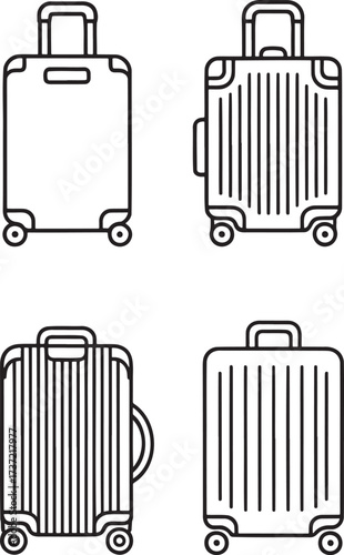 Set of Suitcase Outline vector illustration isolated On Transparent Background