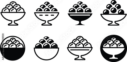 Collection of Ice Cream Sundae Icons in Various Styles