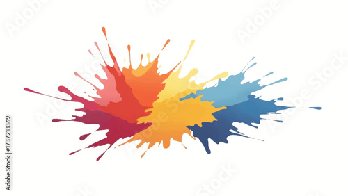 Colorful paint splash on white background. Abstract background with colorful splatter for creative projects. 