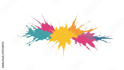 Colorful paint splash on white background. Abstract background with colorful splatter for creative projects. 