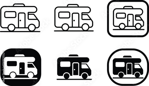 Collection of RV Icons in Various Styles