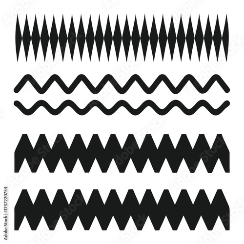 Four Black Geometric Border Designs on White Background pattern