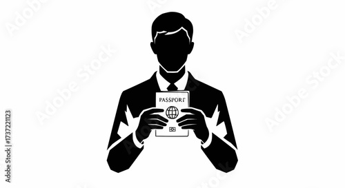 Confident traveler showcasing passport for international travel, embodying freedom and adventure with global document