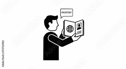 Preparing for international travel, man checks his passport before departure, ensuring seamless journey and exciting adventures ahead
