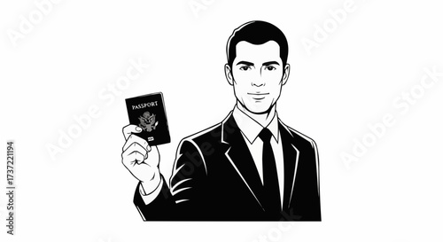 Confident traveler presents USA passport ready for international journeys and visa applications with a professional look