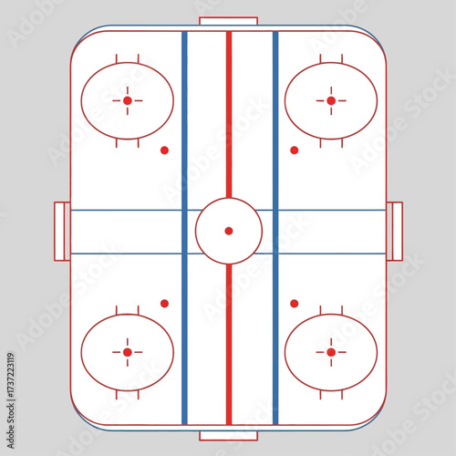 Top-down vector illustration of a standard ice hockey rink with official markings, showing the layout and zones for strategic game planning