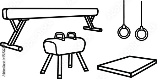 Vector illustration of gymnastics equipment