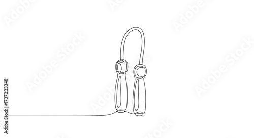 Jump Rope Illustration in Continuous Line Art Style with Ergonomic Handles on White Background
