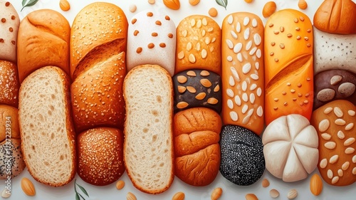 Abstract illustration of bread focusing on shapes and colors rather than realism.