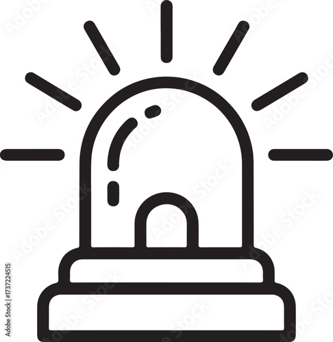 Simple line art icon of a flashing emergency warning light or siren