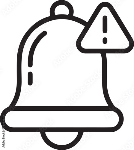Bell icon with a warning triangle and exclamation mark indicating an alert or notification