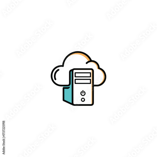 Cloud Server Storage Icon – Data Hosting and Computing Technology Symbol