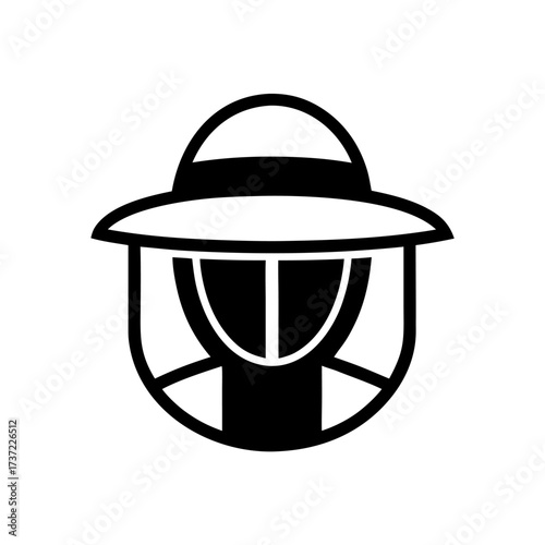 Icon of a beekeeper wearing protective hat and net.