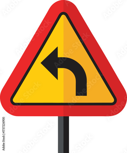 Sharp right turn warning sign for road safety