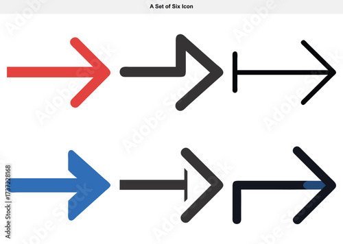 Assorted Arrows Navigational Icons in Blue, Red, and Black