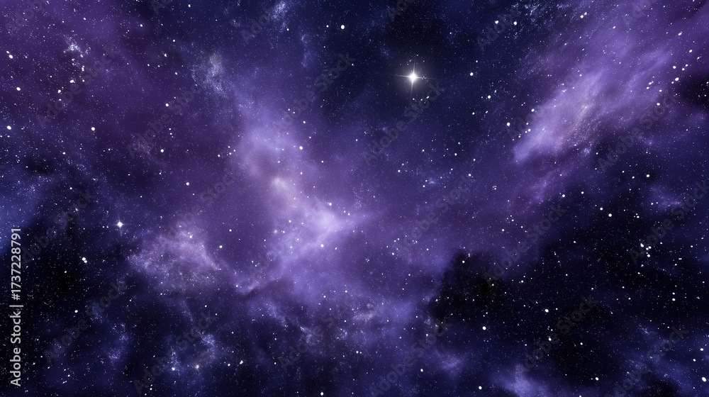 Naklejka premium Purple Deep Space Starry Galaxy Background Beautiful Dreamy Cosmic Design