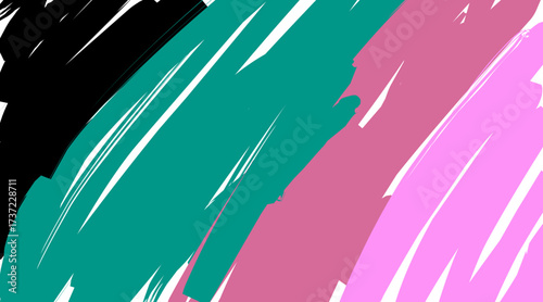 abstract grunge background with lines.  Abstract Artistic Brush Strokes black  green, pink  Paint Texture Background