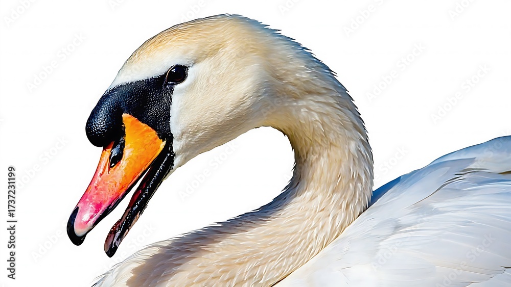 Obraz premium Close-up of a swan's head and neck