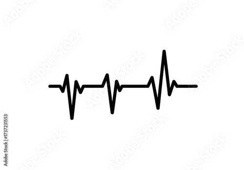 Simple black heartbeat line showing an irregular cardiac rhythm a minimalist EKG waveform.