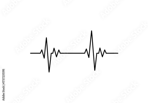 Minimalist black heartbeat line showing a rhythmic pulse An electrocardiogram waveform graphic with sharp peaks and troughs.