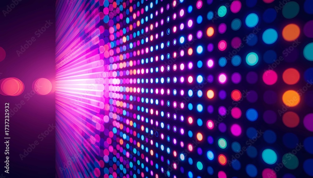 Fototapeta premium Closeup of led screen displaying vibrant digital pixels and colors