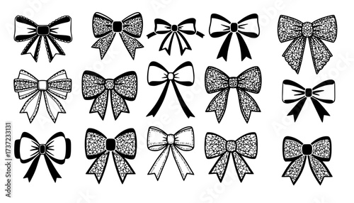 Set of lace bows icon
