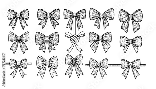 Set of lace bows icon
