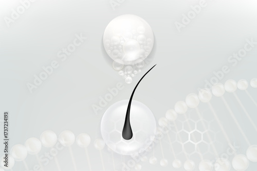 Hyaluronic acid and Niacinamide hair and skin solutions ad, white collagen serum drops into skin cell with cosmetic advertising background ready to use, illustration vector.	