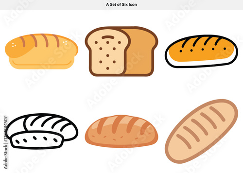 Variety of Bread Icons Freshly Baked Loaves and Rolls